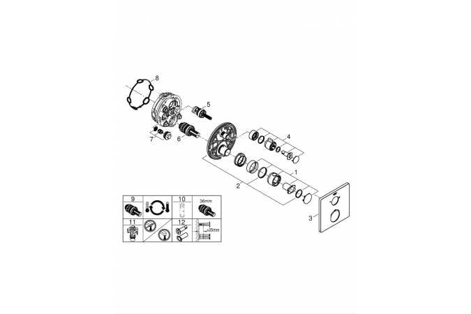 Комплект для душа 4 в 1 GROHE (Термостат + Душевой набор + Верхний душ + SmartBox)