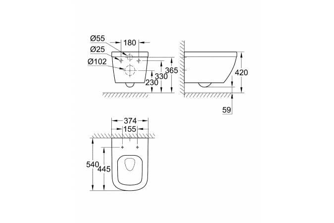 Подвесной унитаз, GROHE Euro Ceramic, альпин-белый, (39328000)