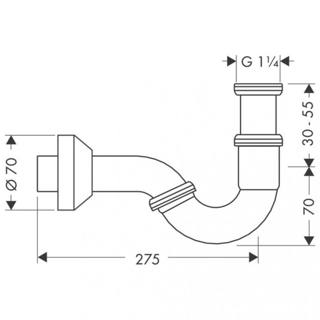 Сифон для биде hansgrohe трубчатый 55237000, хром